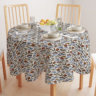 Round Tablecloth, 100% Polyester, 90" Round, Fresh Catch