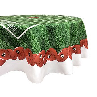 Round Tablecloth, 100% Polyester, 60" Round, Football Garland