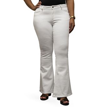 Plus Size Kylie Curvy Fit Stretch Denim Distressed Flare Jeans