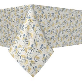 Square Tablecloth, 100% Polyester, 54x54", Yellow Berries with Flowers