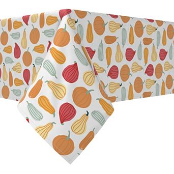 Rectangular Tablecloth, 100% Cotton, 52x104", Pumpkins of Different Shapes