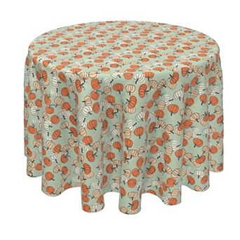 Round Tablecloth, 100% Polyester, 60" Round, Stenciled Pumpkin Harvest