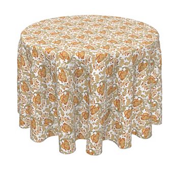 Round Tablecloth, 100% Polyester, 60" Round, Vintage Style Floral