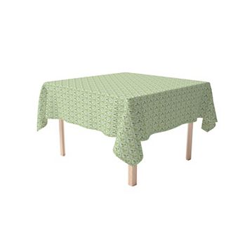 Square Tablecloth, 100% Cotton, 52x52", Green Leaves Ornaments