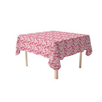 Square Tablecloth, 100% Polyester, 70x70", Decorated Heart Shaped Cookies