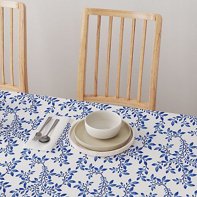 Round Tablecloth, 100% Polyester, 60" Round, Swirly Blue Vines