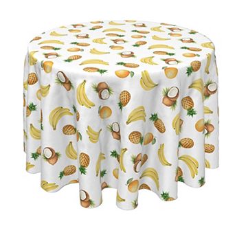 Round Tablecloth, 100% Polyester, 60" Round, Bananas, Pineapples & Oranges