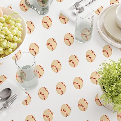 Round Tablecloth, 100% Polyester, 90" Round, Baseballs