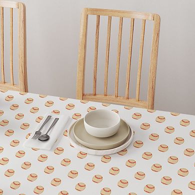 Round Tablecloth, 100% Polyester, 90" Round, Baseballs