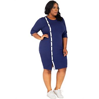 Plus Size Pauline Poetic Justice Side Snap Button Knee-Length Sheath Dress