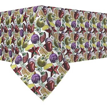 Square Tablecloth, 100% Polyester, 60x60", Beautiful Sketch Christmas Ornaments