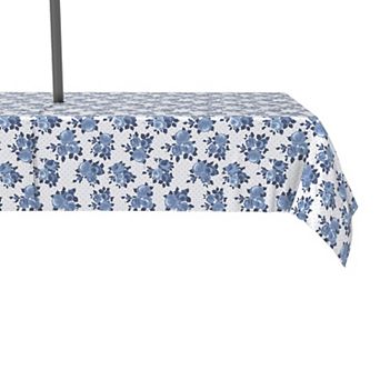 Water Repellent, Outdoor, 100% Polyester, 60x84", Blue Floral & Dots