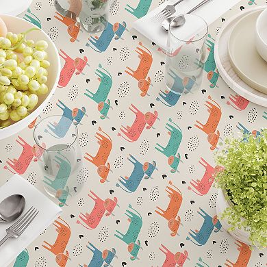 Square Tablecloth, 100% Cotton, 52x52", Happy Cows