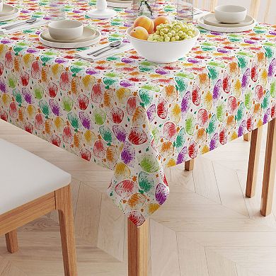 Rectangular Tablecloth, 100% Cotton, 52x84", Bold Autumn Leaves & Paint Splatter