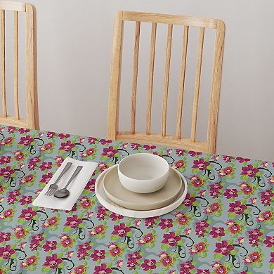 Rectangular Tablecloth, 100% Cotton, 60x84", Tropical Flower Pattern
