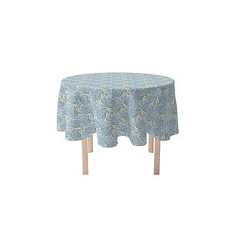Round Tablecloth, 100% Polyester, 70" Round, Blue Paisley