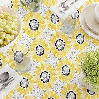 Round Tablecloth, 100% Polyester, 70" Round, Abstract Sunflowers