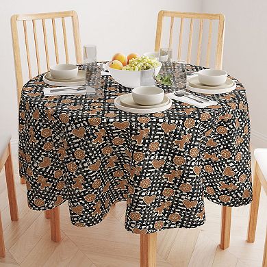 Round Tablecloth, 100% Polyester, 60" Round, Gingerbread Plaid
