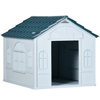 PawHut Plastic Dog House W/ Door, Easy to Assemble, for M and S Dogs