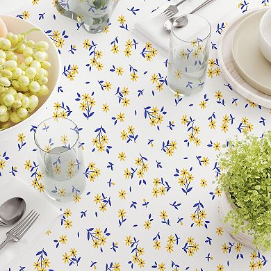 Round Tablecloth, 100% Polyester, 70" Round, Daisy Allover Pattern