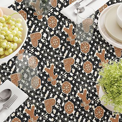 Square Tablecloth, 100% Polyester, 70x70", Gingerbread Plaid