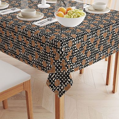 Square Tablecloth, 100% Polyester, 70x70", Gingerbread Plaid