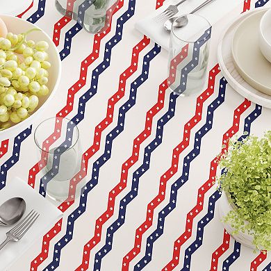 Rectangular Tablecloth, 100% Cotton, 52x120", Patriotic Chevron