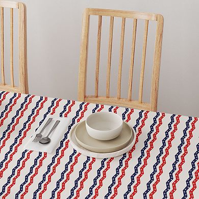 Rectangular Tablecloth, 100% Cotton, 52x120", Patriotic Chevron