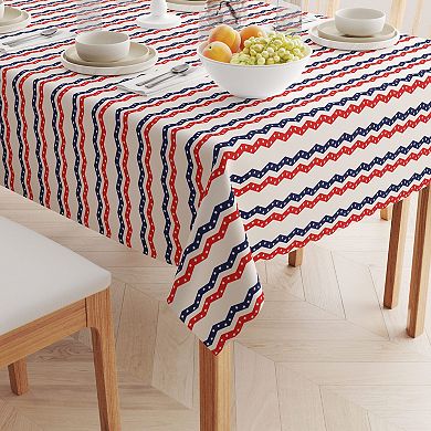 Rectangular Tablecloth, 100% Cotton, 52x120", Patriotic Chevron