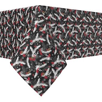 Rectangular Tablecloth, 100% Polyester, 60x84", Berries, Snowflakes and Mistletoes