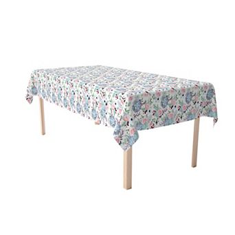 Rectangular Tablecloth, 100% Cotton, 60x120", Pink Roses & Succulents