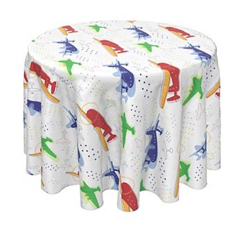 Round Tablecloth, 100% Polyester, 70" Round, Airplane Design