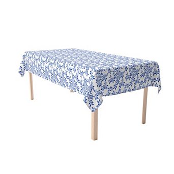Rectangular Tablecloth, 100% Cotton, 52x104", Swirly Blue Vines