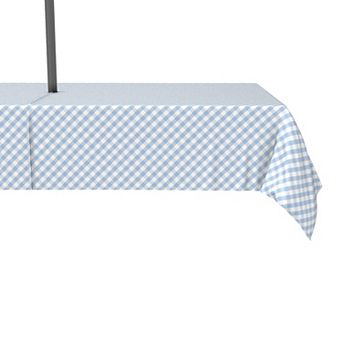 Water Repellent, Outdoor, 100% Polyester, 60x84", Pastel Blue Cross Weave Gingham