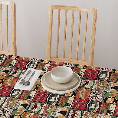 Round Tablecloth, 100% Polyester, 90" Round, Great Outdoors Patchwork