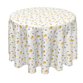 Round Tablecloth, 100% Polyester, 60" Round, Bees & Bee hives