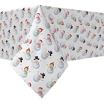 Square Tablecloth, 100% Cotton, 52x52", Winter Time Snowmen
