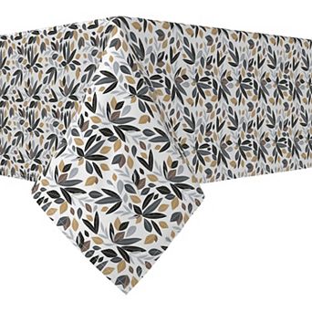 Rectangular Tablecloth, 100% Cotton, 60x84", Natural Leaves and Branches