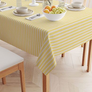 Square Tablecloth, 100% Cotton, 52x52", Lemonade Stripe