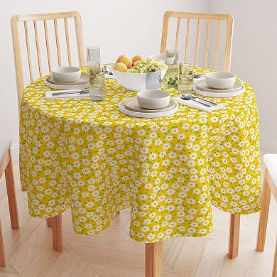 Round Tablecloth, 100% Polyester, 60" Round, Daisy Floral Design