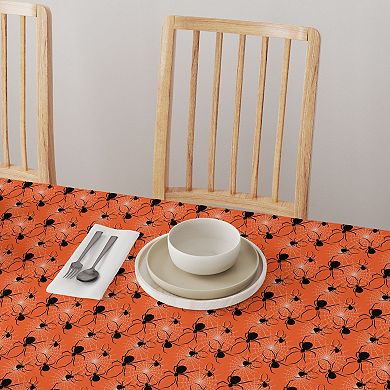 Square Tablecloth, 100% Polyester, 70x70", Halloween Spiders Web