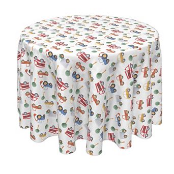 Round Tablecloth, 100% Polyester, 90" Round, Trucks, Tractors & Cars