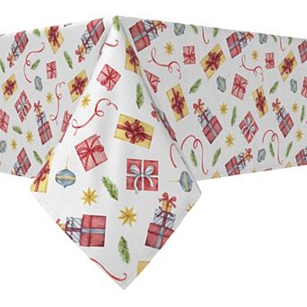 Rectangular Tablecloth, 100% Cotton, 52x84", Christmas Gifts Illustration