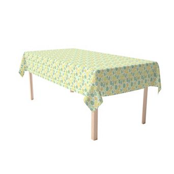 Rectangular Tablecloth, 100% Polyester, 60x84", Green & Yellow Pastel Easter Eggs