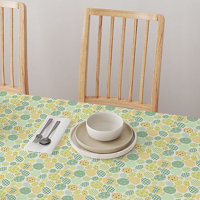 Rectangular Tablecloth, 100% Polyester, 60x84", Green & Yellow Pastel Easter Eggs