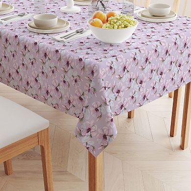 Square Tablecloth, 100% Polyester, 60x60", Brush Stroke Purple Flowers