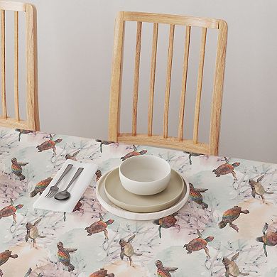 Square Tablecloth, 100% Polyester, 70x70", Sea Turtle Watercolor
