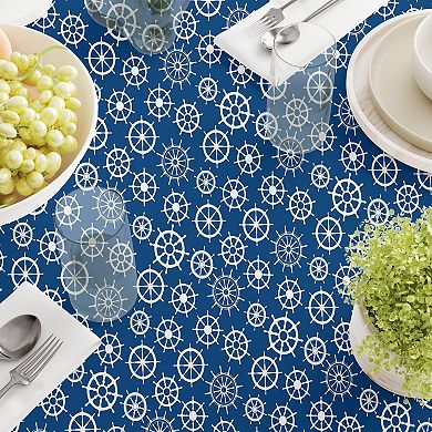 Square Tablecloth, 100% Polyester, 70x70", Boat Wheels