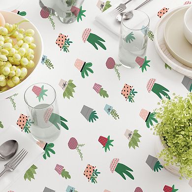 Round Tablecloth, 100% Polyester, 90" Round, Cartoon Succulents