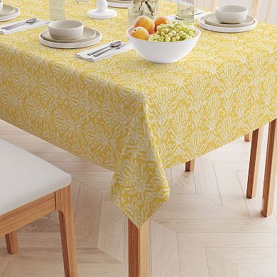 Square Tablecloth, 100% Polyester, 54x54", Yellow Keyhole Damask